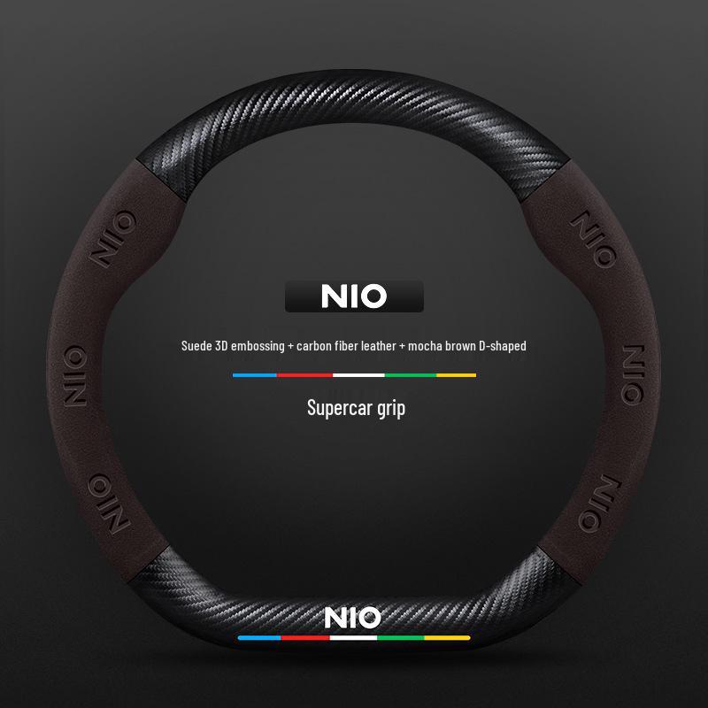 Nio EC6/ES6/ES8/ET7 Suede Carbon Fiber Steering Wheel Cover