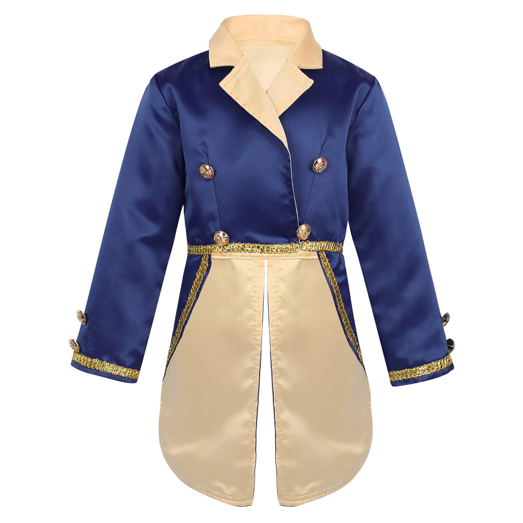 

Детский костюм принца для мальчиков, рубашка, вечерние костюмы для Хэллоуина в стиле фэнтези, косплей, смокинг, куртка, фрак, одежда, наряды 18-24 Months темно-синий