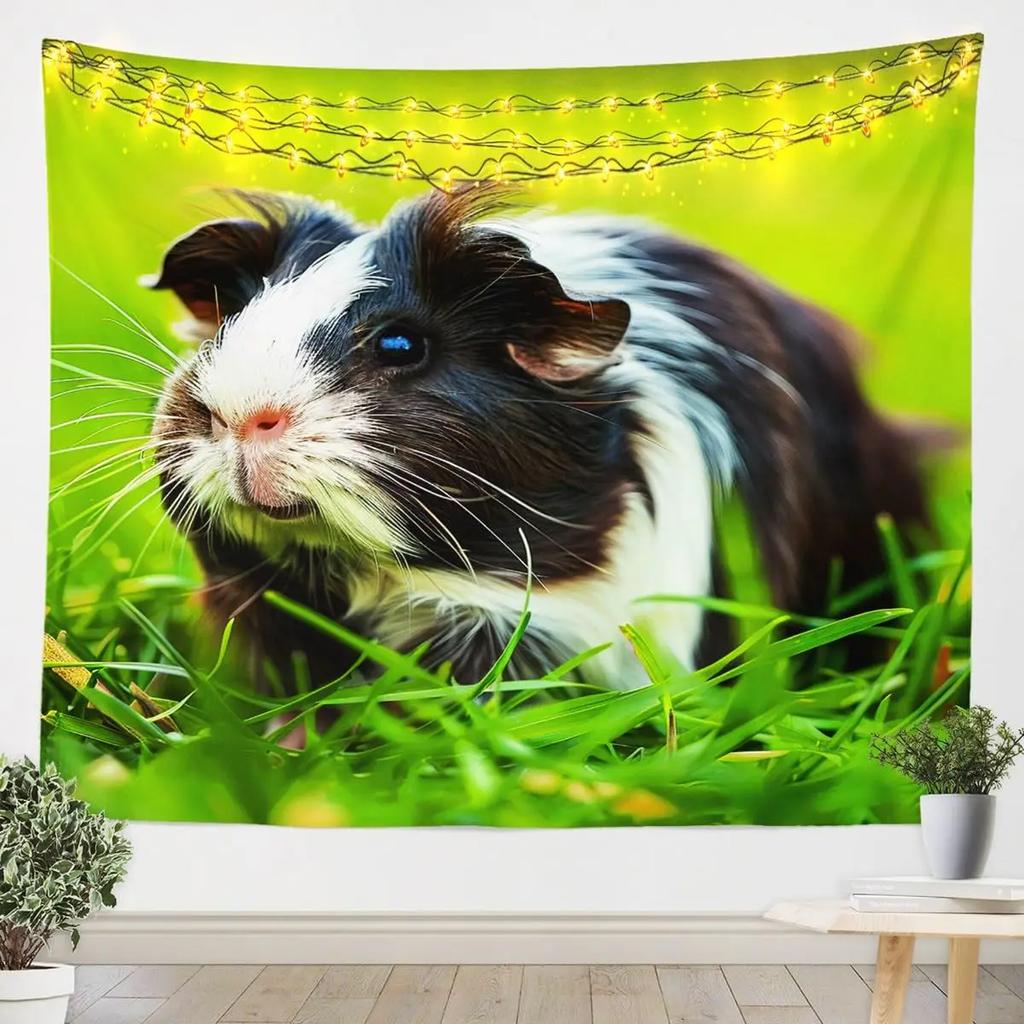 Guinea Pig Wall Tapestry Cute Cavy Tapestry for Kids Boys Girls Cartoon Pet Animal Tapestry Wall Hanging for Bedroom Living Room