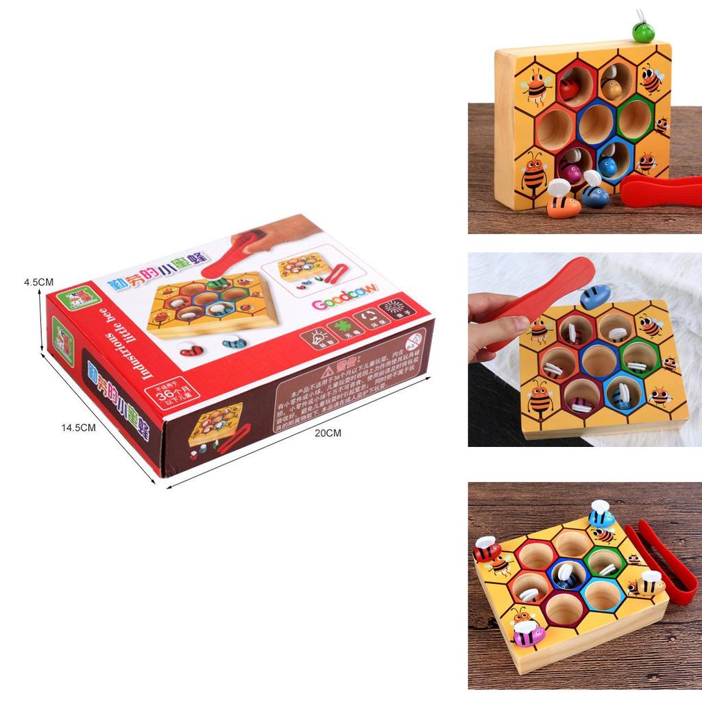 Exquisite Children's Preschool Wooden Bee Clip Out Montessori Educational Toy For Birthday Fun
