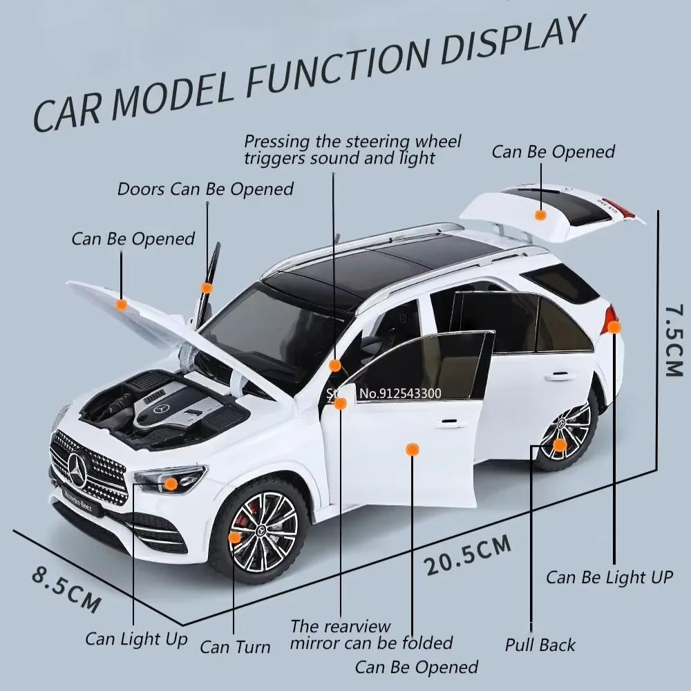 1:24 Skala GLS600 GLE350 Automodell Spielzeug Türen zu öffnen Sound Licht Stoßdämpfung SUV Modelle Sammlung Geschenke für Kind