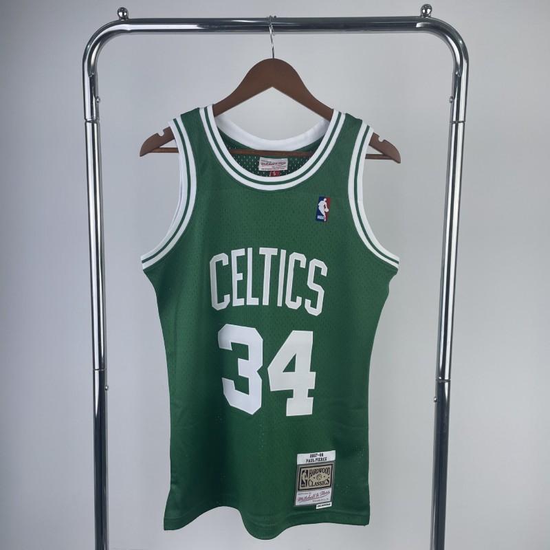 MN Prasa do nadruków Koszulka do koszykówki w stylu vintage Boston Celtics Sezon 07/08 Zielona 5 33 34 Męska Damska