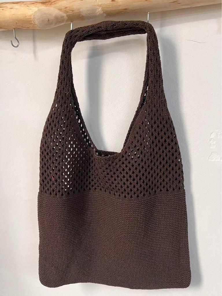 Chic Retro Women's Knitted Beach Tote – Hollow Style, Hand-Held or Shoulder Carry, Large Capacity