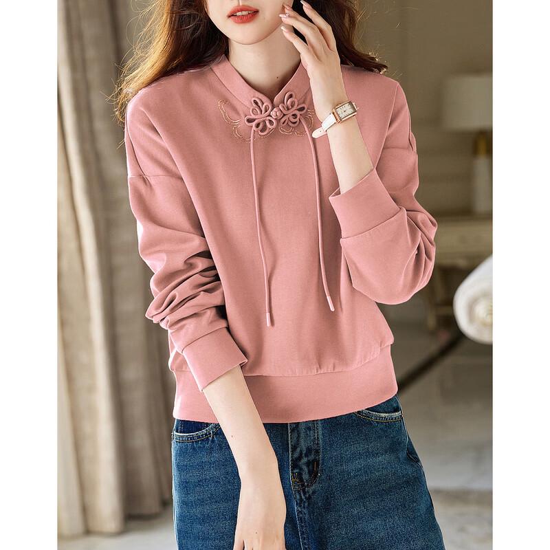 Demana Women's New Chinese Style Frog Button Sweatshirt
