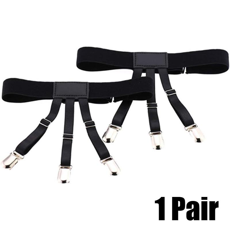 1-4 Pair Men Shirt Stays Belt Black With Non-slip Locking Clips Keep Shirt Tucked Leg Thigh Adjustable Suspender Garters