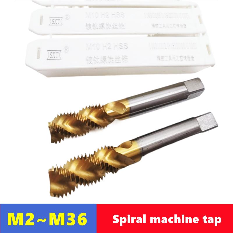1pcs spiral groove machine tapM2-M36 HSS titanium coating , used for stainless steel internal thread tapping and drilling tools