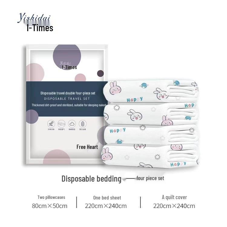 Luxury Disposable Bed & Pillow Cover Travel Set - Non-Woven, Thick & Portable 4-Piece.