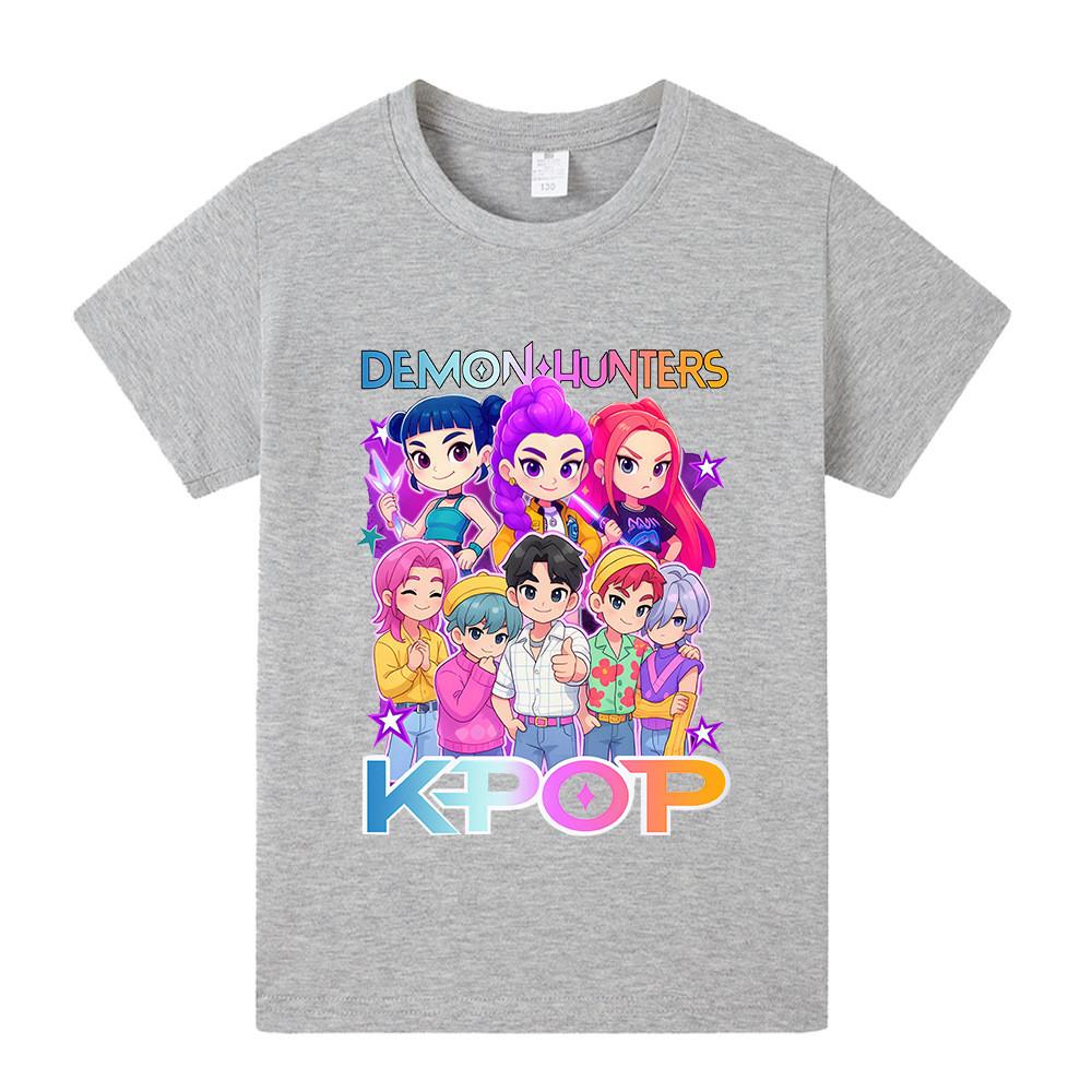 A1201 Kids Boys Girls Sajaboys Kpop Rumi Zoey Mira Print Short Sleeves T-shirt