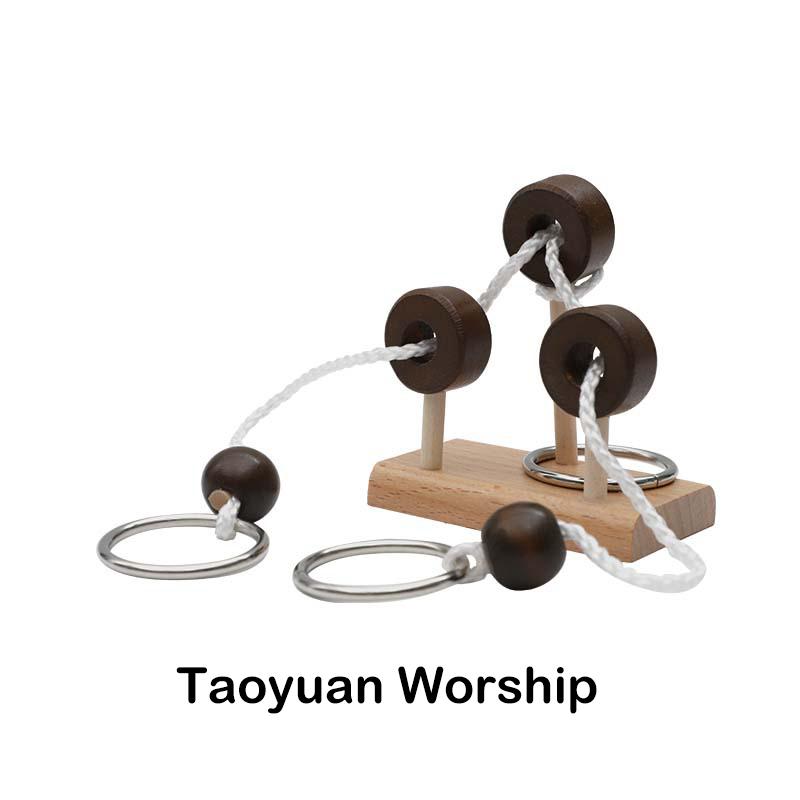 Small Brain Teaser Puzzle, Wooden Untie Rope Game, Unlocking IQ Puzzle, Party Favor Gifts for Kids Adults,Suitable for All Ages