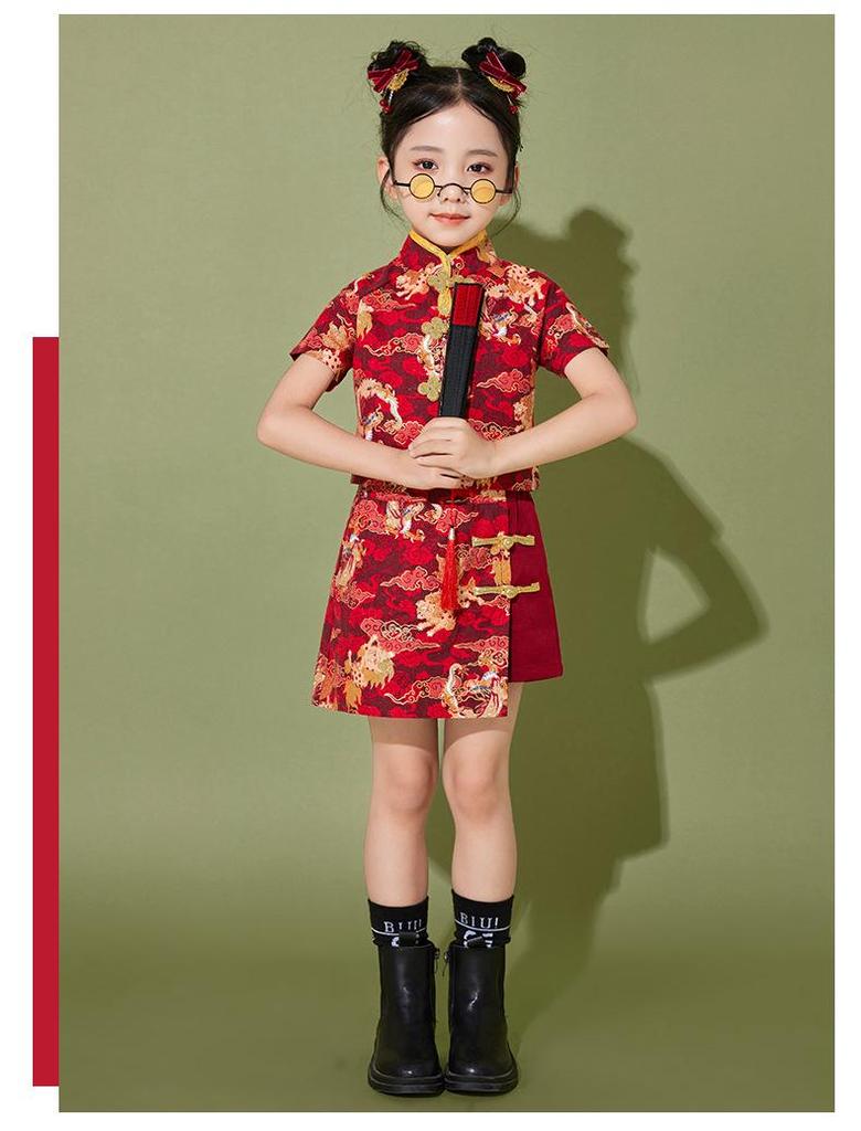 June 1 Children's Cheerleading Outfit Guochao Tang Suit for Boys and Girls - Chinese Style Poetry Recitation and Chorus Costume