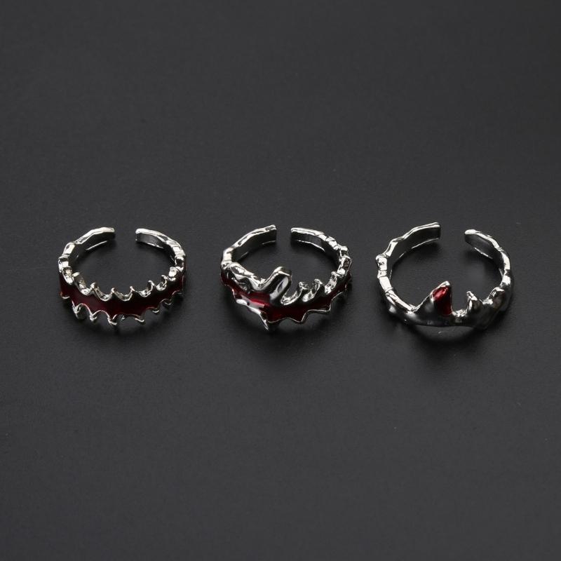 Punk Finger Rings Red Flame Open Finger Rings Adjustable Finger Rings Metal Material Jewelry Gift for Men Women Girls