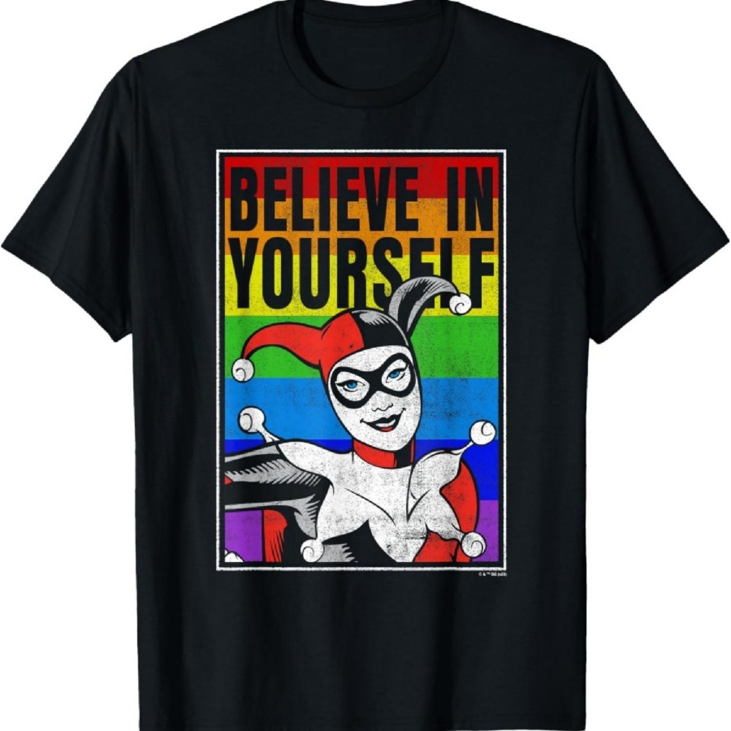 DC Comics Бэтмен Харли Квинн Радужный Постер Футболка XXXXXL разноцветный