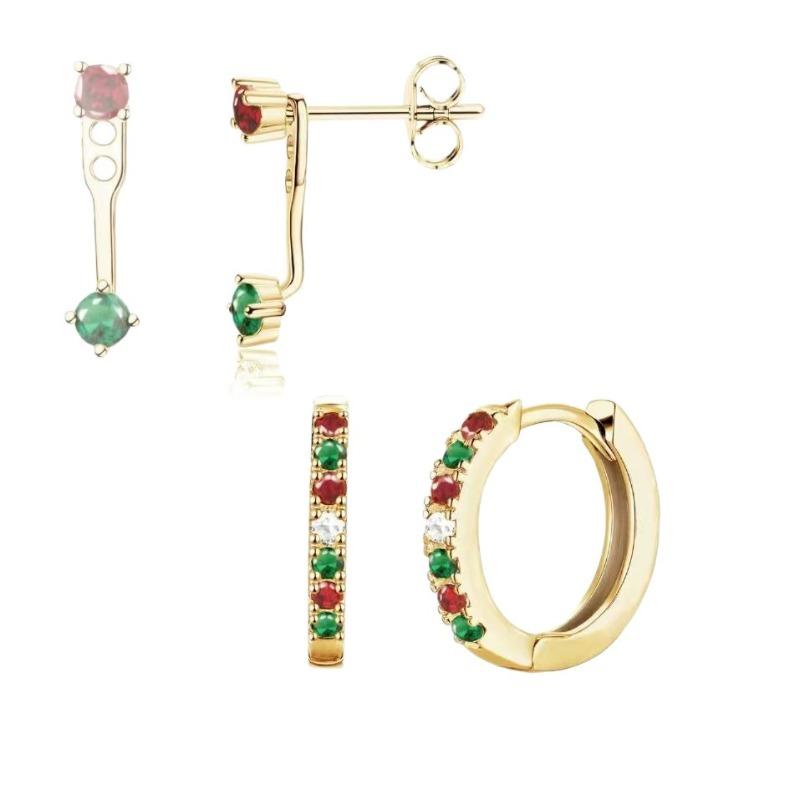 PONYKISS Tibetan Silver Colorful Zircon Round Geometric Stud Earrings for Women Fashion  Minimalist Trendy Accessories
