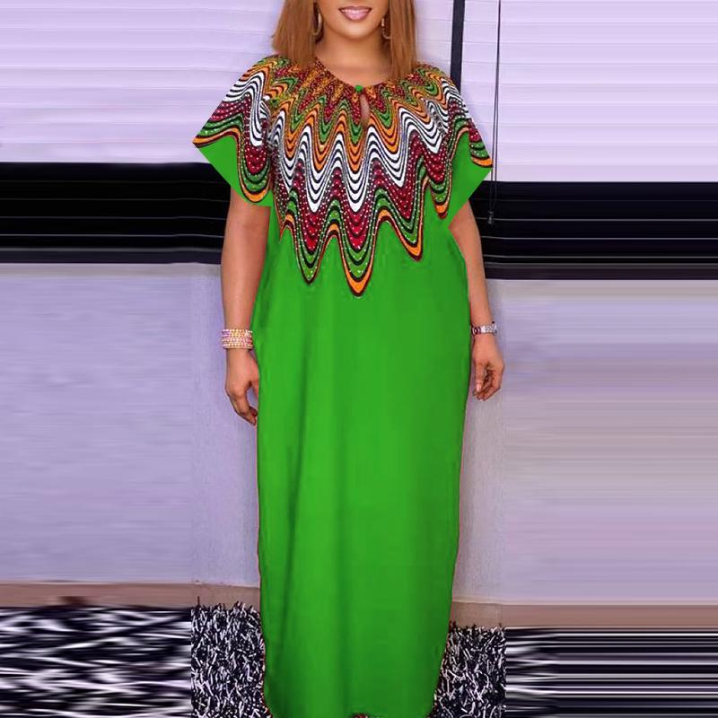 

Женское свободное платье большого размера с круглым вырезом и коротким рукавом с принтом M