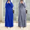 Large Hem Solid Color Robe Dress Hood Set Muslim National Costume