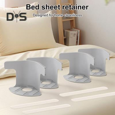 4Pcs Bed Sheet Holder with Lock Strip Heavy Duty Keep Sheets Tight Corner Fitted Sheet Strap Clip Keeper Fastener Fit All Mattress Size