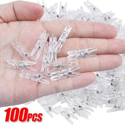 100/50 SZT. Plastikowe Mini Klipsy do Zdjęć Przezroczyste Klipsy Sprężynowe do Zawieszania Klamerki do DIY Dekoracja Ściany na Przyjęcie Weselne Domowa Klamry do Zdjęć