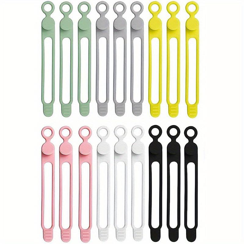 

18pcs Silicone Cable Ties Reusable Elastic Cord Organizers Multifunctional Cable Management Straps for Bundling, Securing Wires