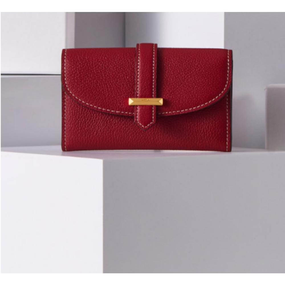 HAZZYS [H-BAR] Red Signature Bar Leather Card & Coin Wallet