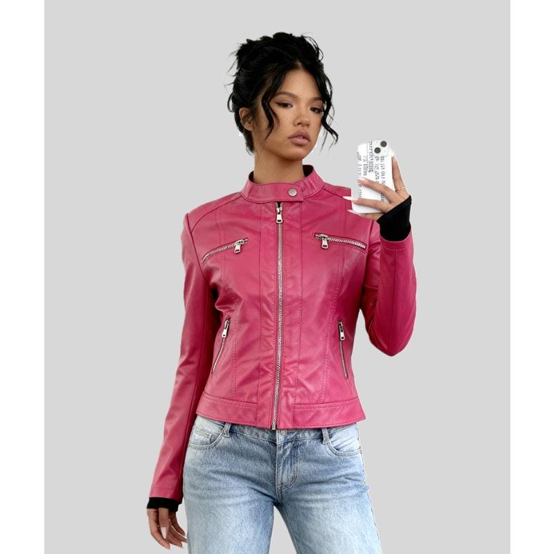 Fashion Women's Jacket Motorcycle Leather Jacket Women's Leather Jacket Slim Fit