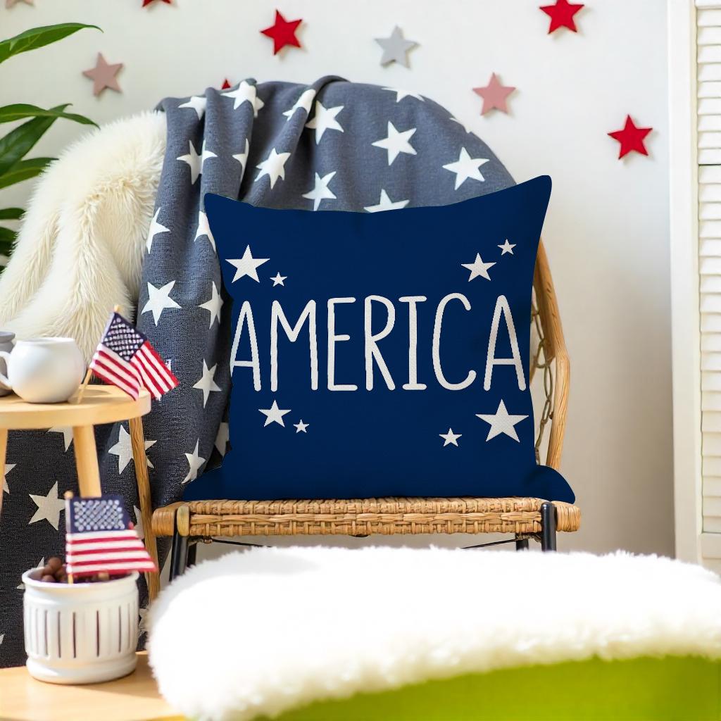 Kissen Patriotisch Rot Blau Stern Zwerg Dekokissenbezug Zuhause Sofakissenbezug