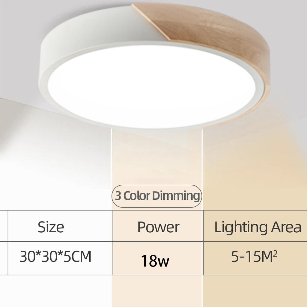 Modern LED Ceiling Light Wooden Round Macaron Chandelier for Bedroom Living Room Dining Hall Hallway Home Decor