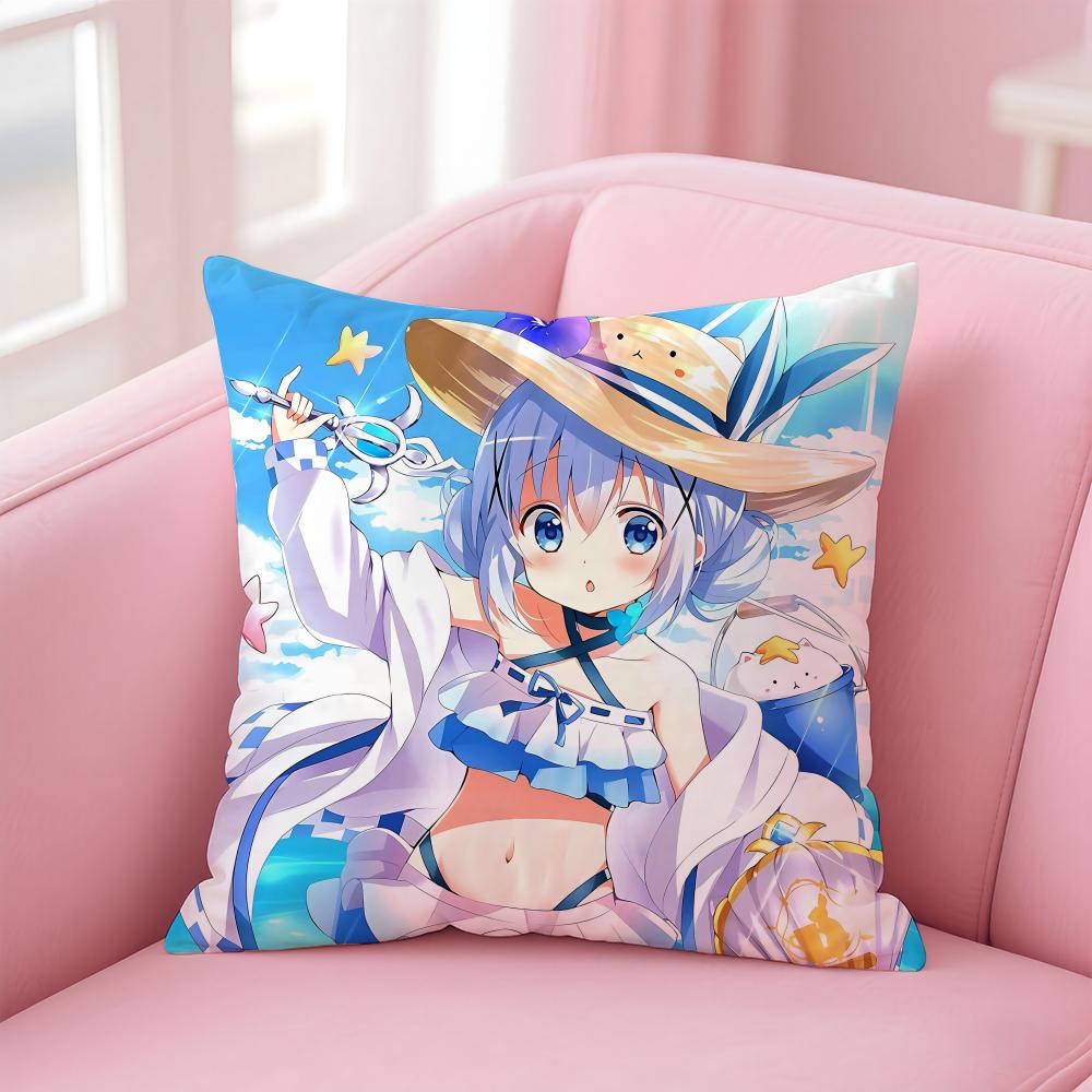 Anime Chino Kafu Cushion Cover Eco-Friendly Odorless Healthy Pillowcase Soft & Comfortable Kid-Safe No Filling