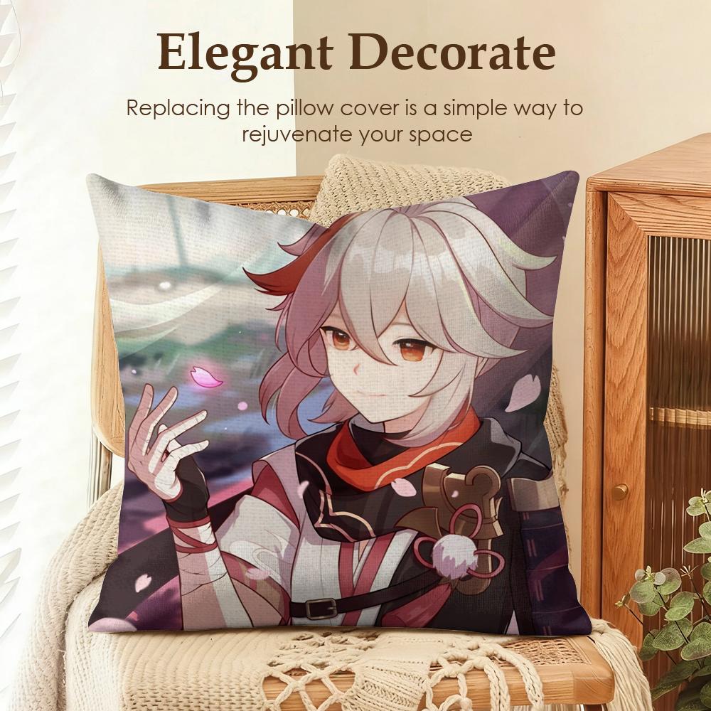 

Kaedehara Kazuha Genshin Impact Cushion Cover Natural Linen Organic Fabric DoubleSided Printing Sofa Home Decor Pillow Case 30x30cm
