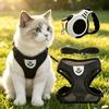 Conjunto de Coleira para Gato com 3 Peças, Arnês à Prova de Fuga + Coleira + Retrátil, Colete Respirável para Passeio, Ajuste Confortável Anti-Puxão para Exterior