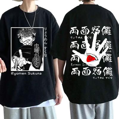 Summer Japan Anime Jujutsu Kaisen Μπλουζάκια διπλής όψης με στάμπα Casual Loose Unisex Γυναικεία κοντομάνικα μπλουζάκια Ryomen Sukuna T-shirt