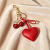 PU Leather Cherry Bag Charm Hearth Design Leather Heart Pendant Cute Cute Car Decor  Car Keys