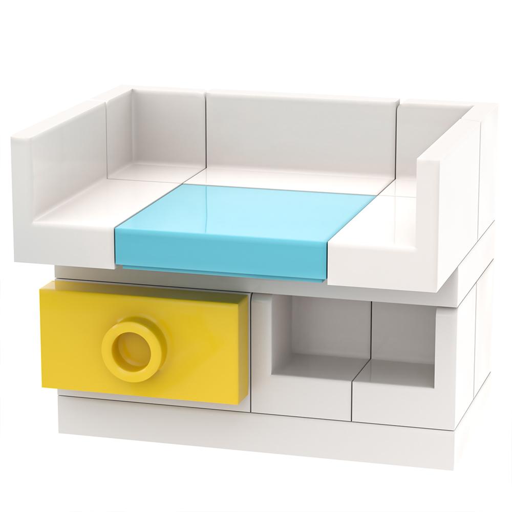 MOOXI City Babyzimmer Set 53 Teile MOC Steine Gitterbett Baby Esstisch Stuhl Figuren Teile Bausteine Kinderspielzeug für Kinder Geschenk