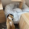 Indoor Plush Cat Bed With Tunnel For Cats Multifunctional Cat Tunnel Bed With Peephole Fluffy Donut Cat Bed With Tunnel