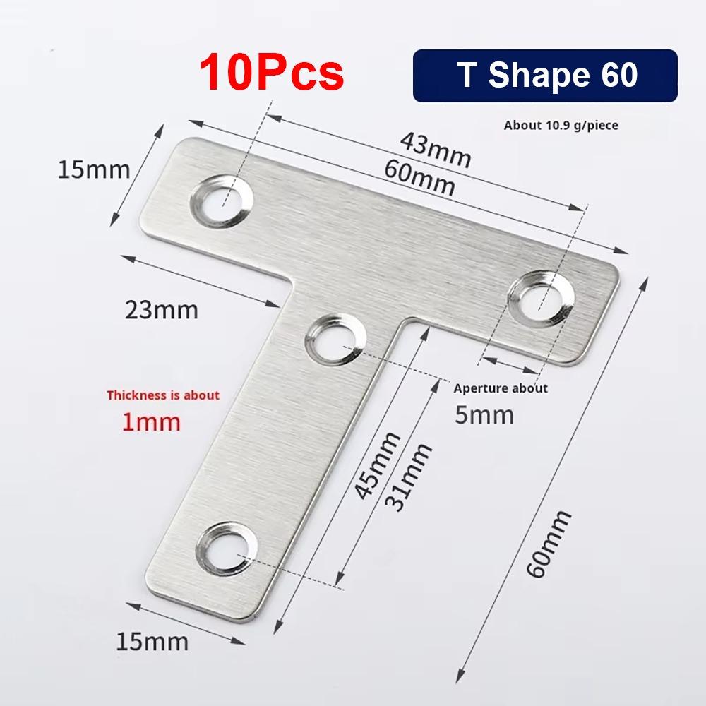 10Pcs 90° Right Angle Angle Bracket Flat Fastener Corner Bracket  Hardware Accessory