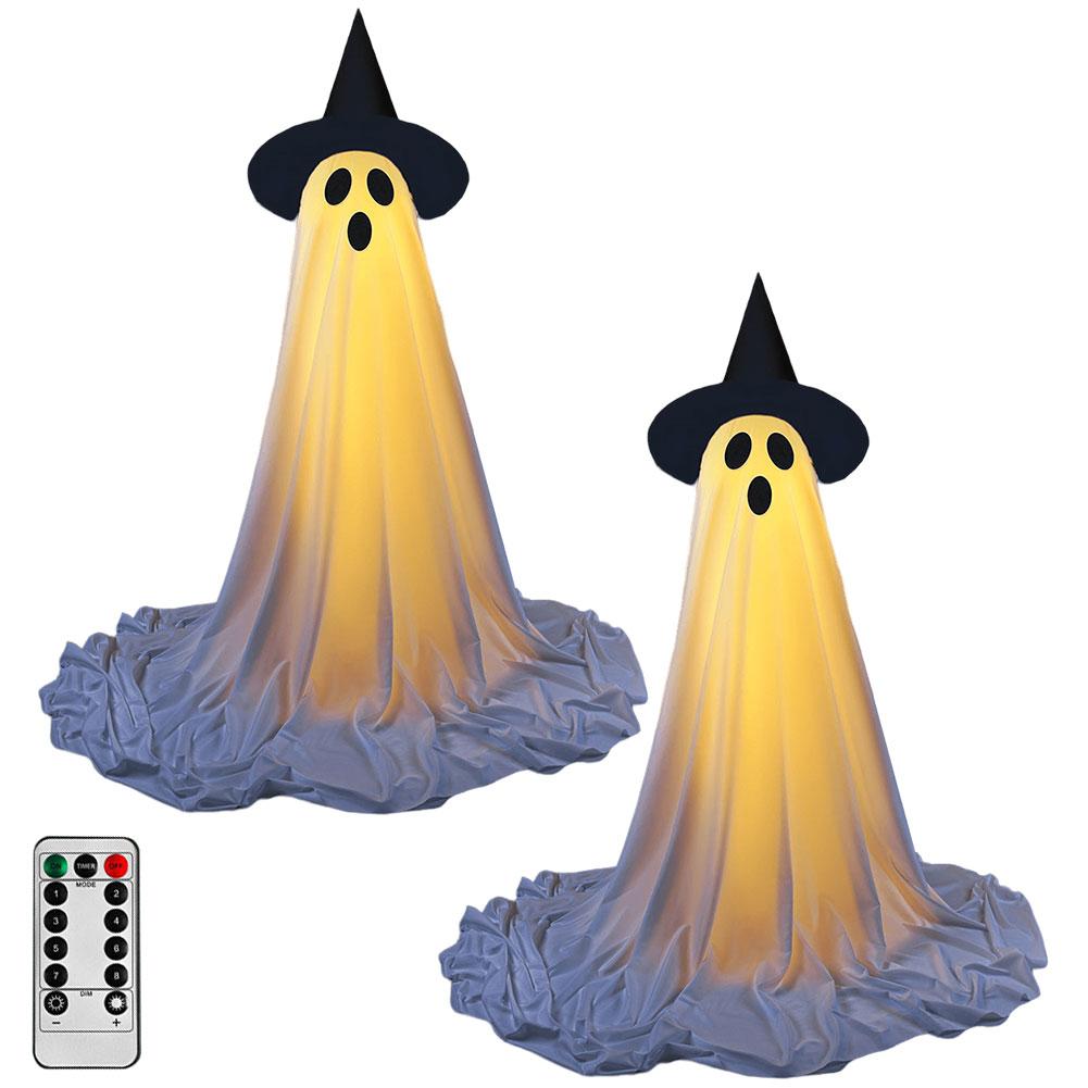 Lighted Spooky Ghost Decor Halloween Decorations Outdoor with String Lights Scary Standing Ghosts Decor for Front Porch Yard
