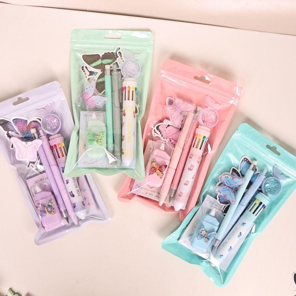 Complete Stationery Stationery Kit Dreamy Butterfly Theme Ballpoint Pen Gel Pen  School Supplies