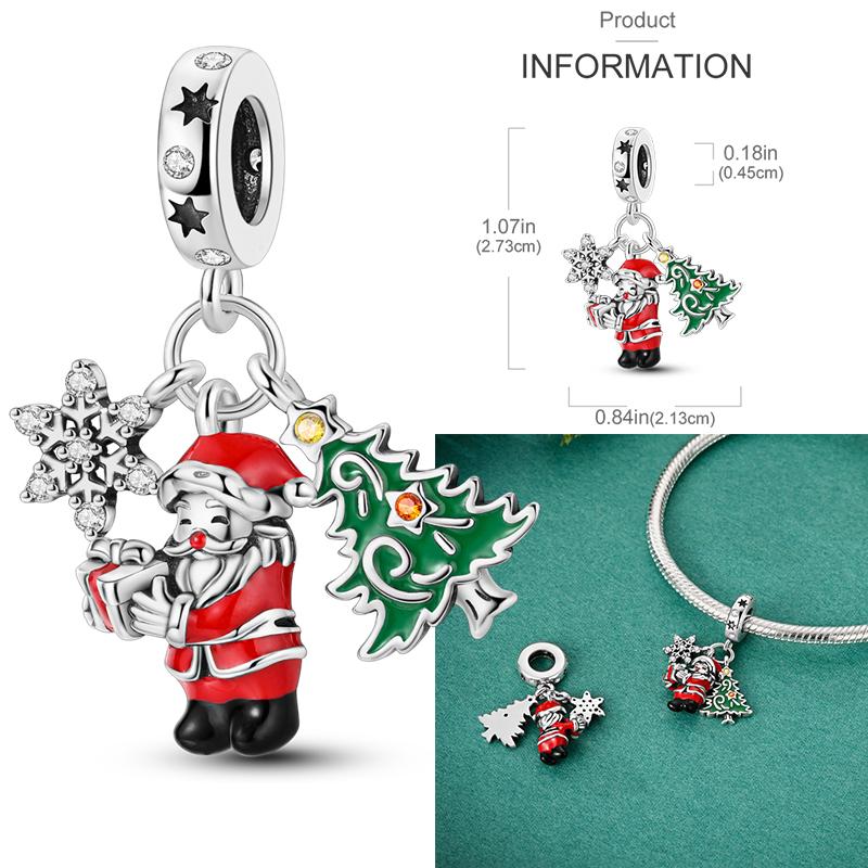 

Copper Christmas Charms Beads Santa Claus Pendants Fit Original Bangle Bracelet Diy Jewelry Gift Making