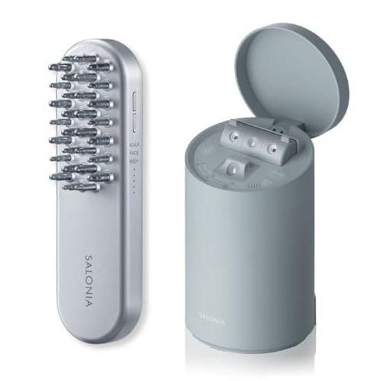 SALONIA EMS Lift Brush Pure Bright Steamer Gray Set Electric Face Beauty Device Scalp