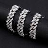 New Hip Hop Shiny Cuban Link Chain Necklace Women Men Silver Color Rhinestone Iced Out Cuban Chain Punk Jewelry Necklace Gift