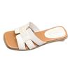 Versatile summer white outer slippers girl 2025 new niche fashion woven beach one-word drag fairy sandals