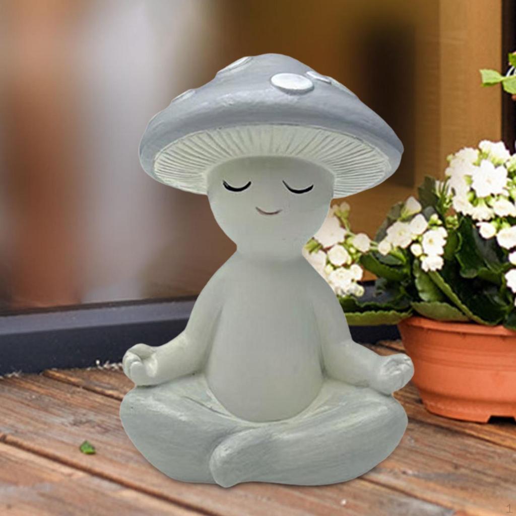 Meditationspilz Statue Dekorative Figur Kunsthandwerk Niedliches Schreibtischornament Kleine Skulptur für