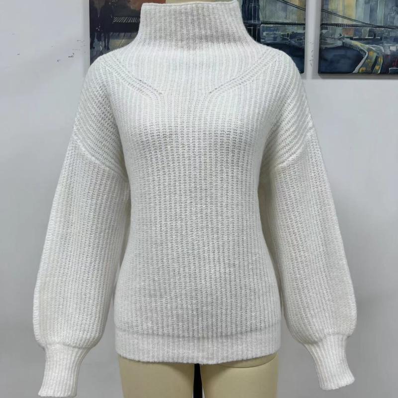 IHUASU Autumn and Winter Solid Colour Pullover Loose Women's High Neck Sweater