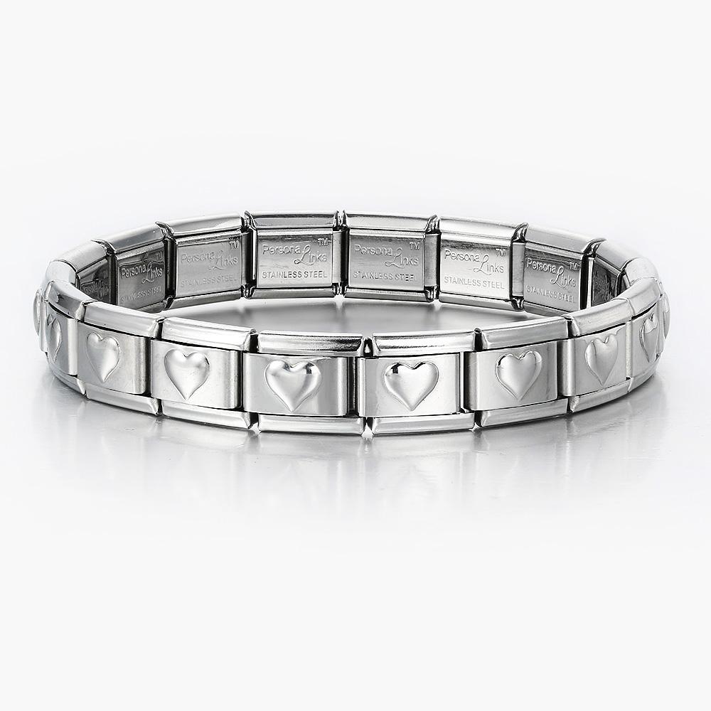 Neue Mode Damen Mann Italienischer Charm Herz Blume Schmetterling Kreuz Delfine Edelstahl Elastisches Armband Gliederarmreif