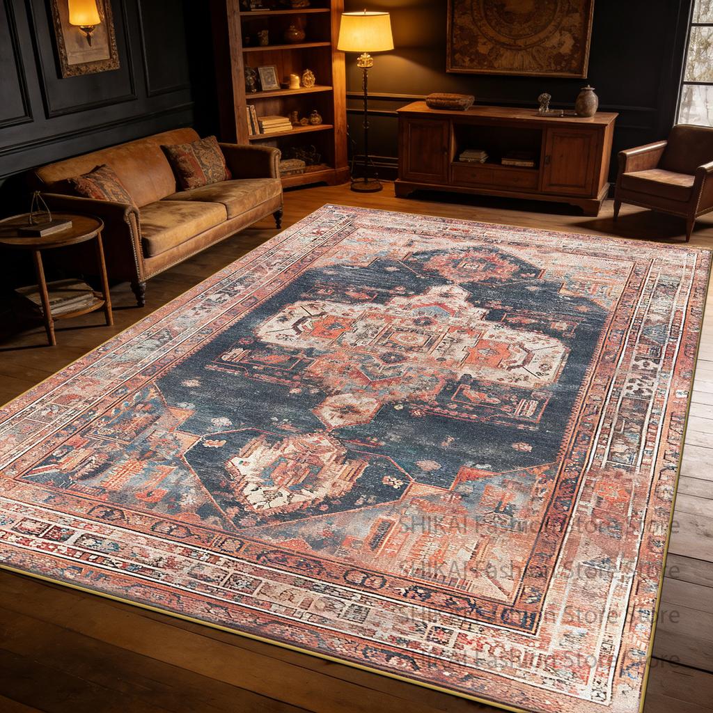 Light Brown Vintage Persian Large Living Room Carpet Decoration Home Easy Clean Soft Rug Easy Cleaning Fluffy Coffee Tables Mats