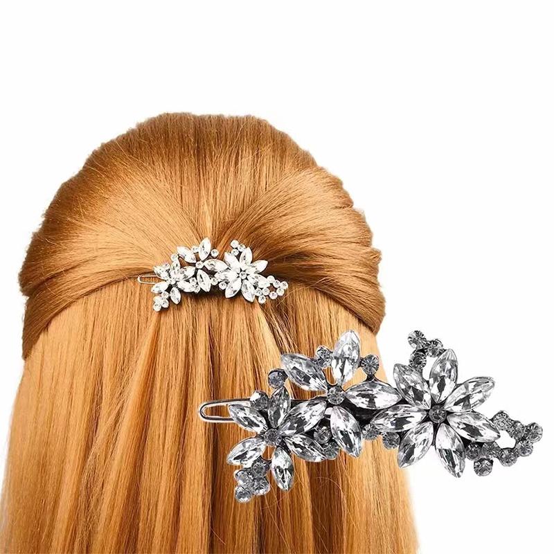 2pc Minimalist Rhinestone Crystal Women's Hair Clip Bride Hair Accessories Banquet Daily Versatile Girls Sweet Jewelry Hair Comb