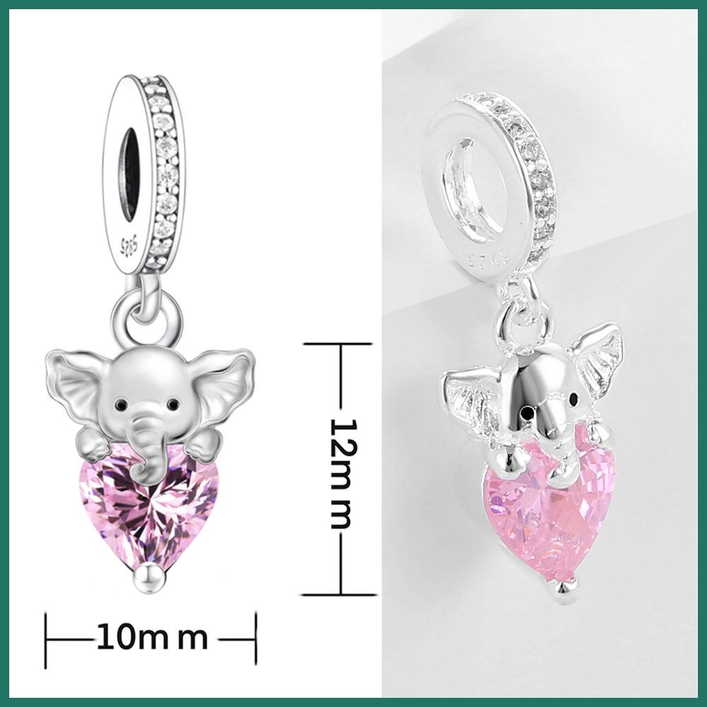 

S925 Silver Sparkling Beaded Bracelet And Necklace DIY Kit With Cute Heart Holding Elephant Pendant High Quality Jewelry Making Supplies