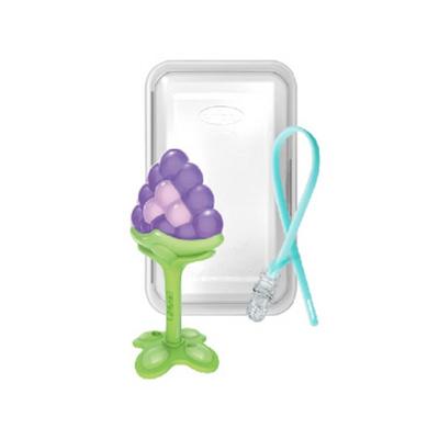 Anjou 3D Grape Teether Set, Nozzle, Purple + Green (grape Teether), Transparent (case), Random Delivery (silicon Clip), Korean Baby Products