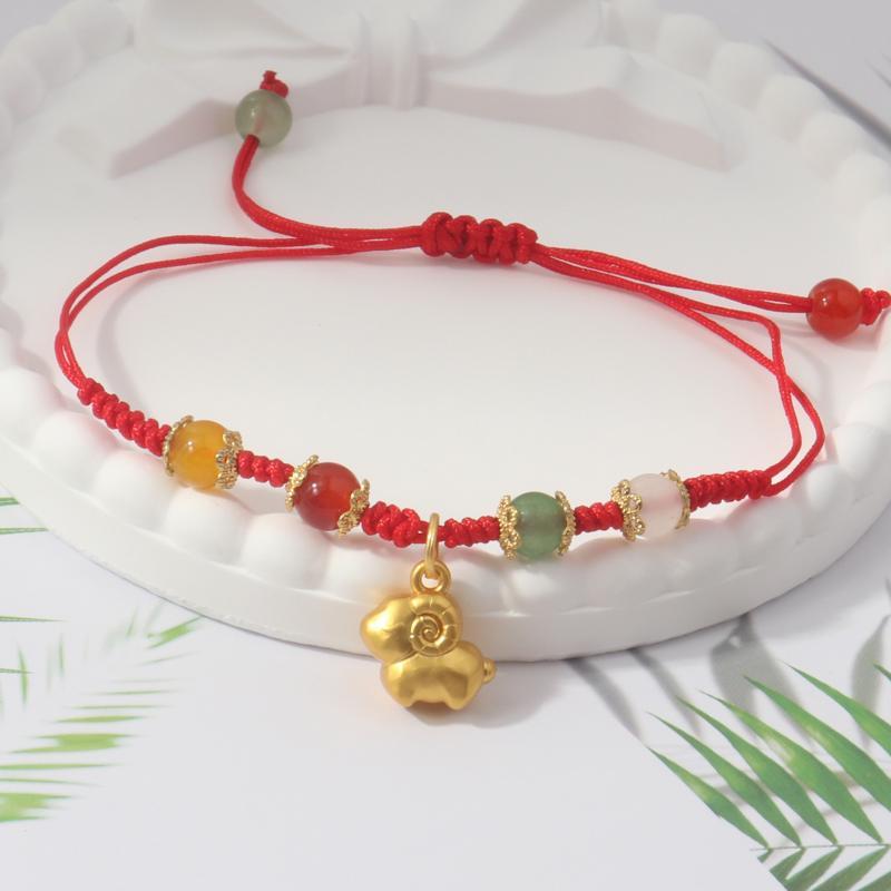 Handmade Braid Lucky Sheep Red String Bracelet Chinese Zodiac Sign New Year Rope Braided Bracelet Gifts For Women Men Kids
