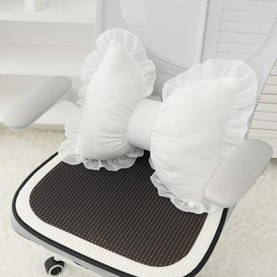 Bow-shaped Pillow Ruffle Lace Decor Fluffy PP Cotton Filling Holiday Adds Elegance And