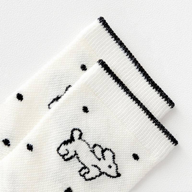 5pairs/set Children's Lovely Animal Boys Socks White Cute Dog Cotton Socks Cartoon Girls Spring Summer Striped Dog Sock